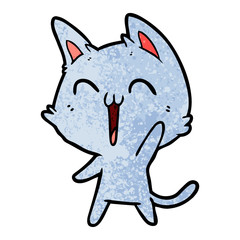 happy cartoon cat meowing
