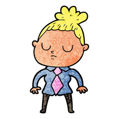 cartoon calm woman