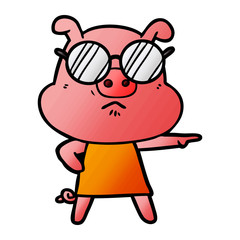 cartoon angry pig