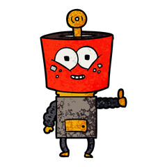 happy cartoon robot giving thumbs up