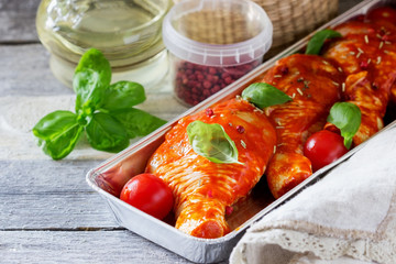 Traditional chicken legs in sauce