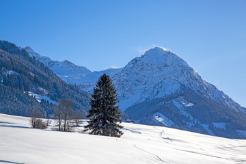 Fototapeta na wymiar Rubihorn - Fischen - Allgäu - Winter - Winterwonderland - Oberstdorf