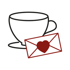 Cup with love enpelope icon
