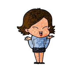 happy cartoon girl