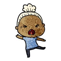 cartoon angry old woman