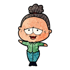 cartoon happy old lady