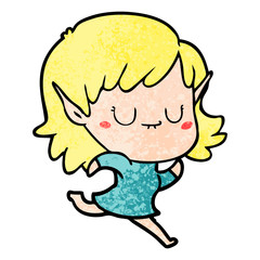 happy cartoon elf girl running