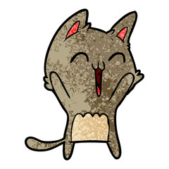 happy cartoon cat meowing