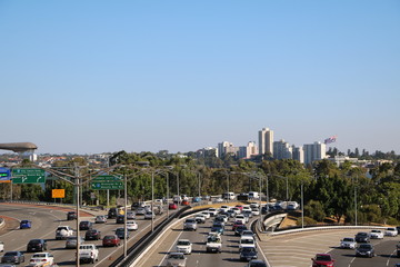 Obraz premium Freeway around Perth City at Swan River, Western Australia 