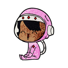 Obraz premium happy cartoon space girl