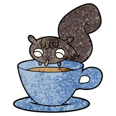 cartoon squirrel drinking tea