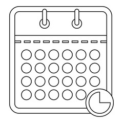 Time calendar icon. Outline illustration of time calendar vector icon for web