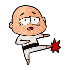 cartoon tired bald man
