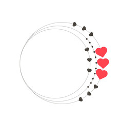 Romantic circle frame with hearts for Valentine's day, wedding.