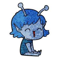 cartoon alien girl laughing
