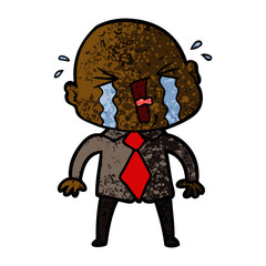 cartoon crying bald man