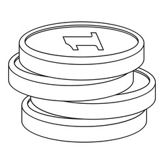 Ruble coin icon. Outline illustration of ruble coin vector icon for web