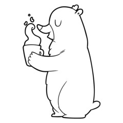 cartoon bear with hot drink