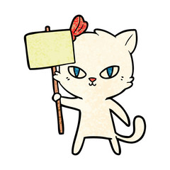cute cartoon cat with protest sign