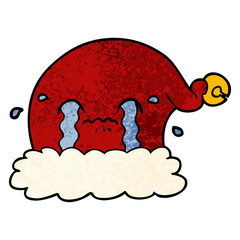 cartoon christmas santa hat crying