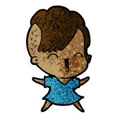 cartoon happy hipster girl