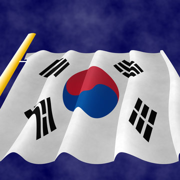 Korean Flag on the pole, view up