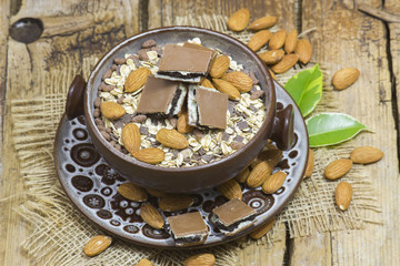 muesli with chocolate and almonds