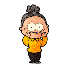 cartoon happy old woman