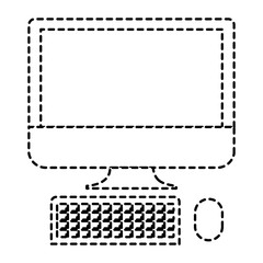 desktop computer icon in monochrome dotted silhouette