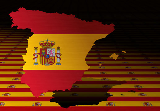 Spanish flag with a contour of borders