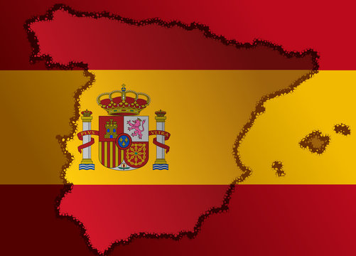 Spanish flag with a contour of borders