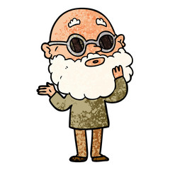 Obraz premium cartoon curious man with beard and glasses