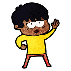 cartoon exhausted boy