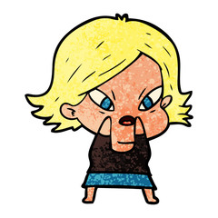 cartoon stressed woman