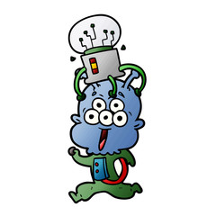 happy cartoon alien running
