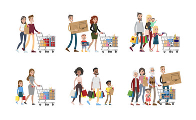 Family at shopping set.