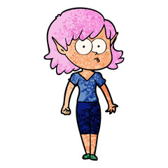 cartoon elf girl staring