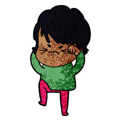cartoon frustrated woman