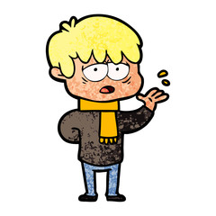 cartoon exhausted boy