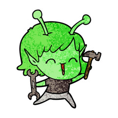 cartoon alien mechanic girl