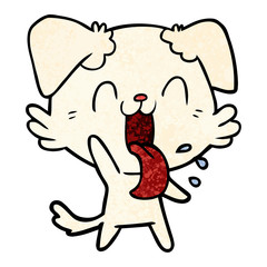 cartoon panting dog waving