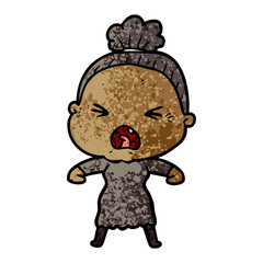 cartoon angry old woman