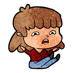 cartoon worried woman