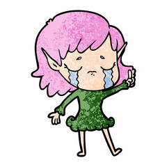 cartoon crying elf girl