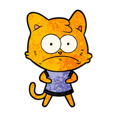 cartoon nervous cat