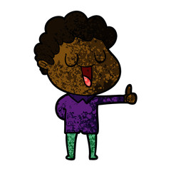 laughing cartoon man giving thumbs up sign