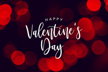 Happy Valentine's Day Celebration Text Over Red Duotone Bokeh Lights Background - obrazy, fototapety, plakaty