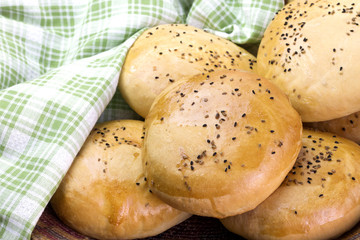 delicious homemade small arabic bread decorated with aniseed 
