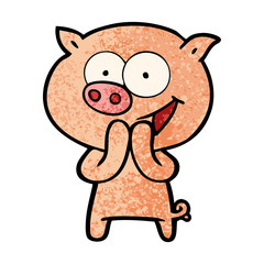 cheerful pig cartoon