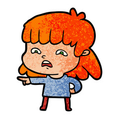 cartoon worried woman